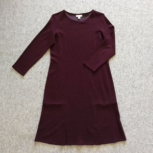 JJill Soft Ponte knit bordeaux A-line dress NWOT